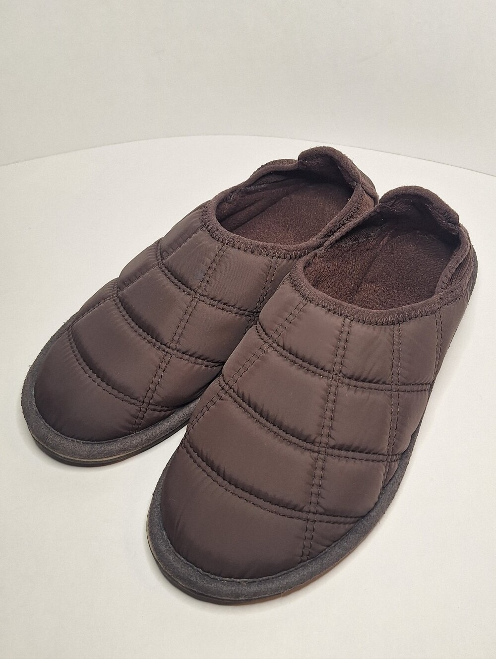 L. L. Bean Quilted Puffer Slippers Brown Slip On Shoes Womens Size 8 M